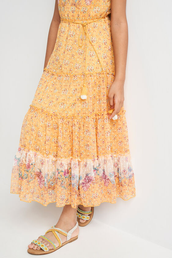 Mustard Floral Flounce Gown, Mustard, image 7